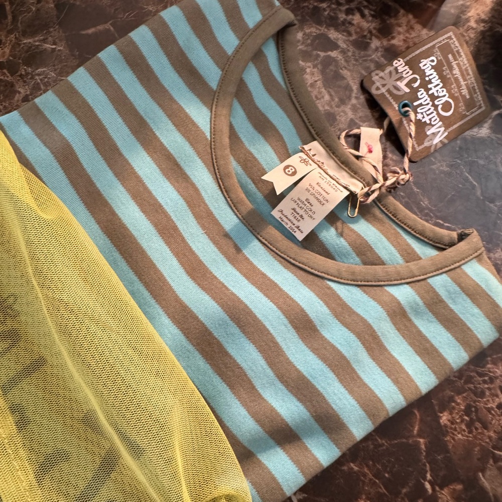 Matilda Jane Olive and Blue Striped Long Sleeve Tee